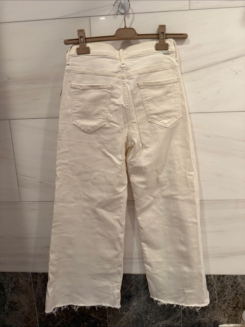 MOTHER Off-White Wide-Leg Jeans - Picture 3 of 4